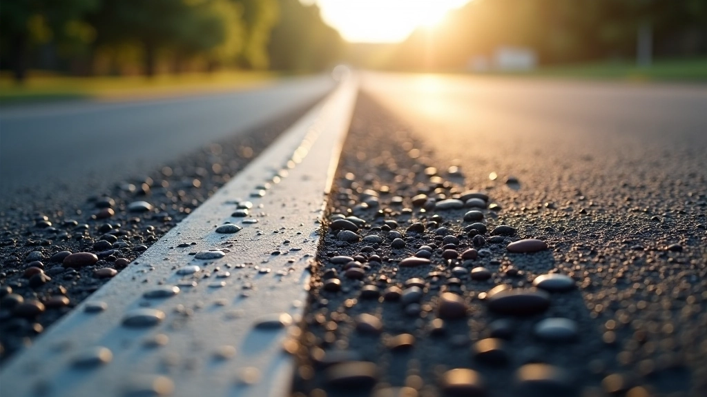 Road surface showing smooth asphalt, transition to rough pavement, demonstrating suspension test conditions