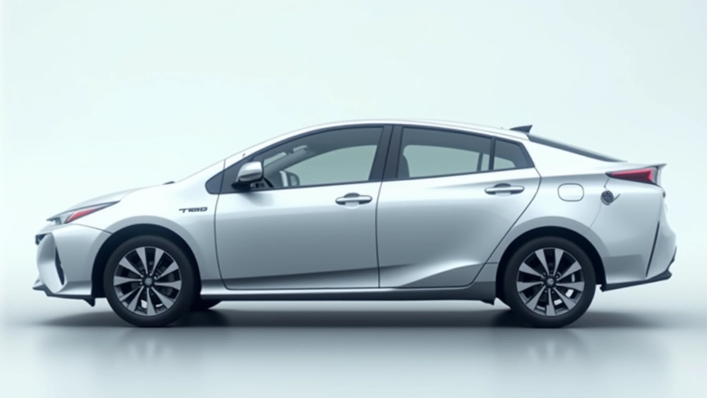 Side view of Prius showing blind spot monitoring sensor and camera placement on vehicle exterior